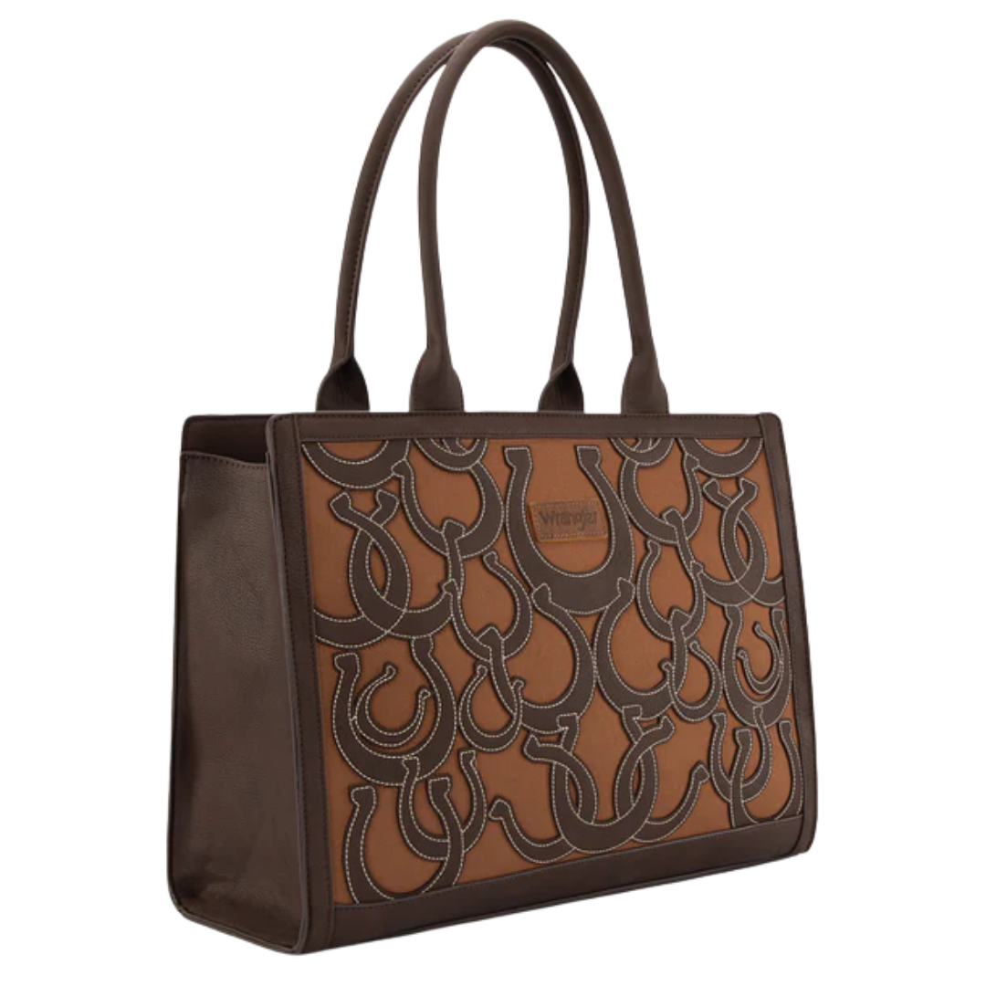 Wrangler Coffee Horseshoe Cutout Carry All Large Tote Bag WG292-8110CF