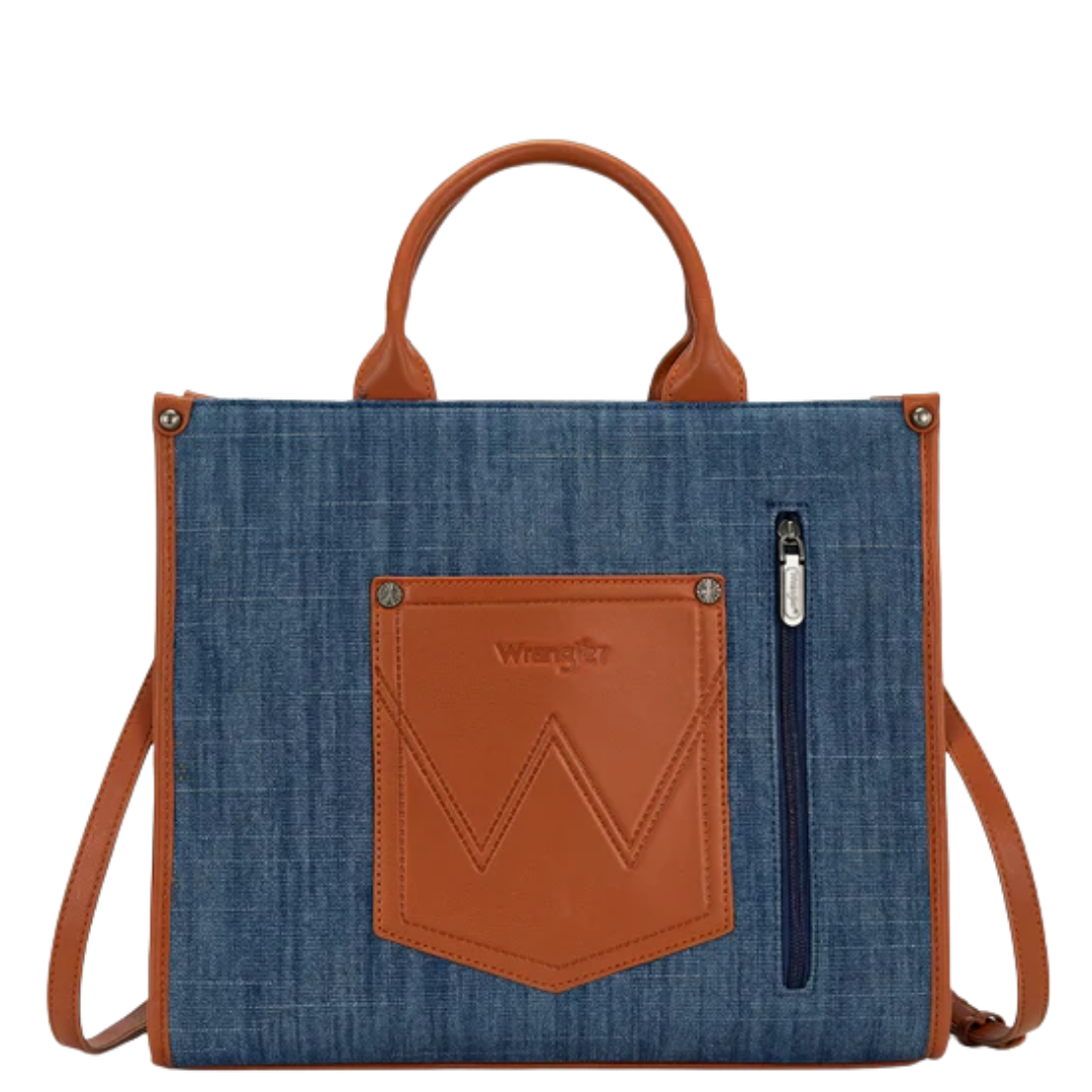 Wrangler Aztec Studded Jean Denim Tote & Crossbody Bag WG435-8119JN