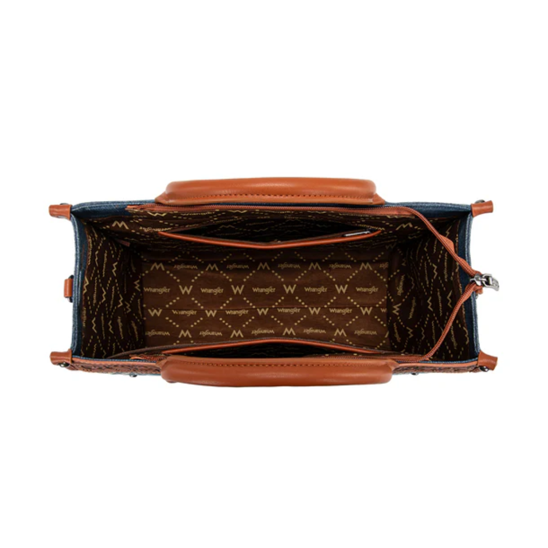 Wrangler Aztec Studded Jean Denim Tote & Crossbody Bag WG435-8119JN