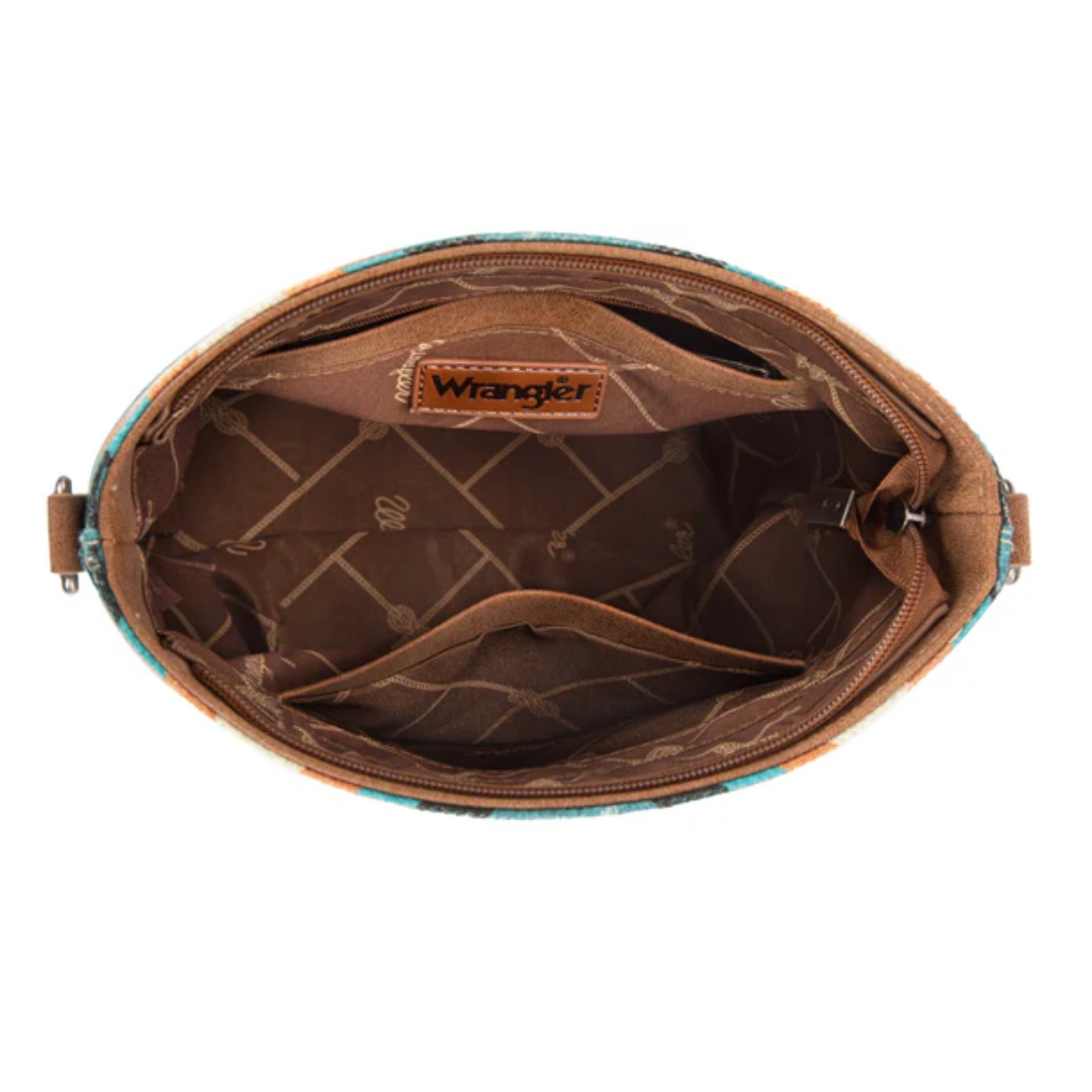 Wrangler Ladies Aztec Distressed Print Turquoise Crossbody WG221-8360TQ