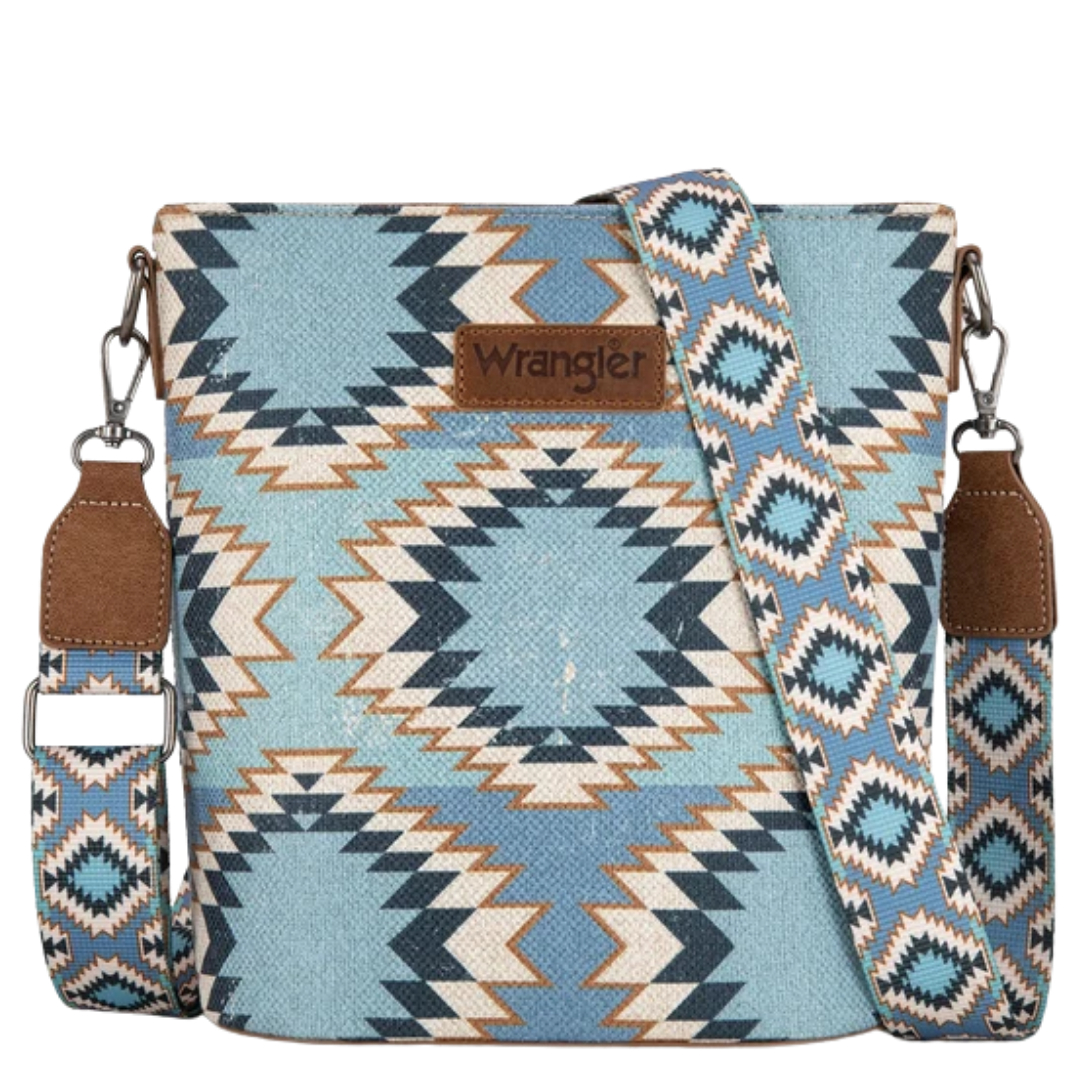 Wrangler Ladies Aztec Distressed Print Jean Crossbody WG221-8360JN