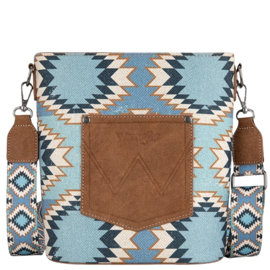 Wrangler Ladies Aztec Distressed Print Jean Crossbody WG221-8360JN