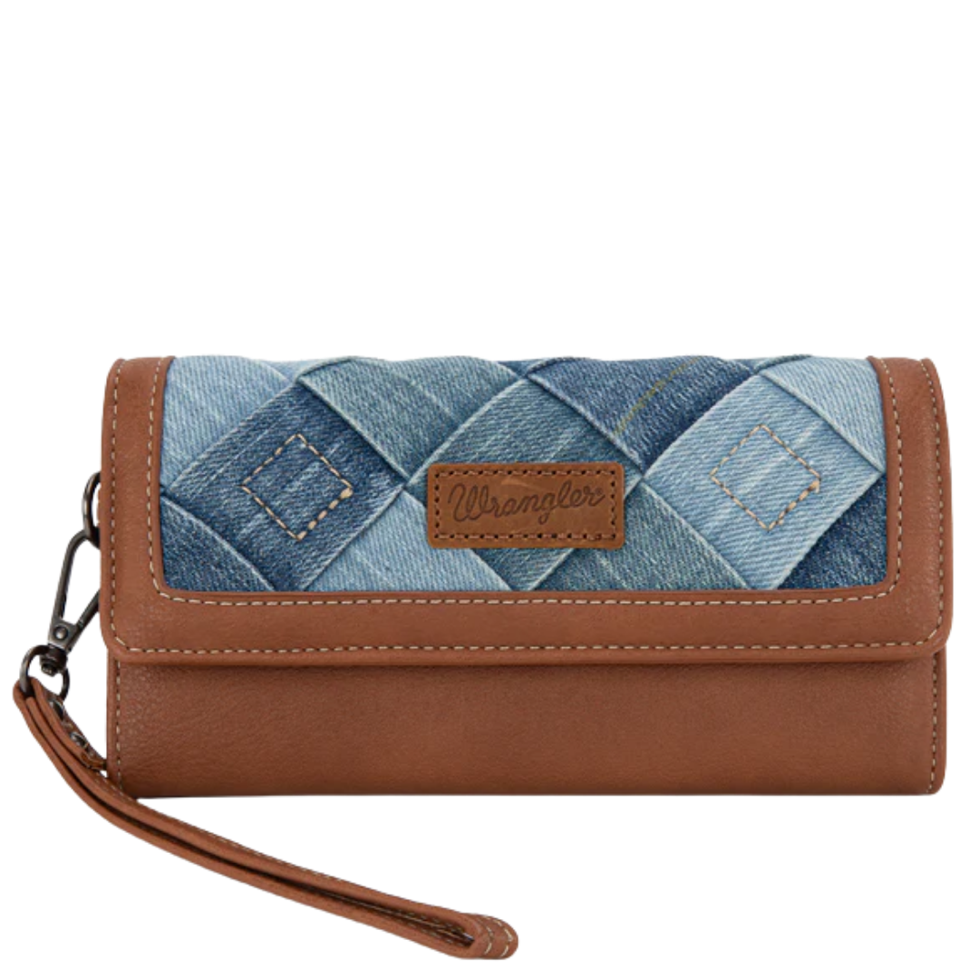 Wrangler Ladies Denim Woven Tri-Fold Jean Wristlet/Wallet WG210-W062JN