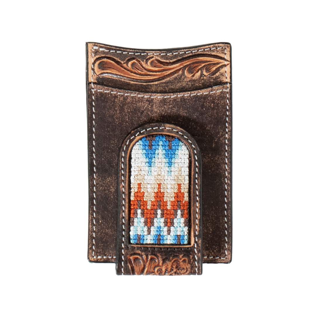 3D Belt Company Hand Tooled & Scrolling Money Clip Wallet D250010302