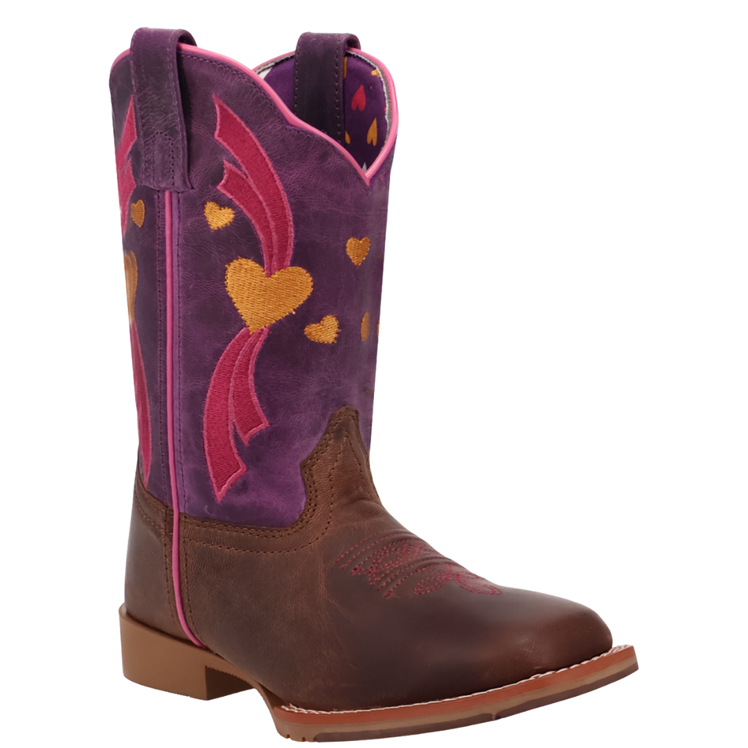 Dan Post Little Girl's Lottie Tan & Purple Leather Western Boot DPC4023