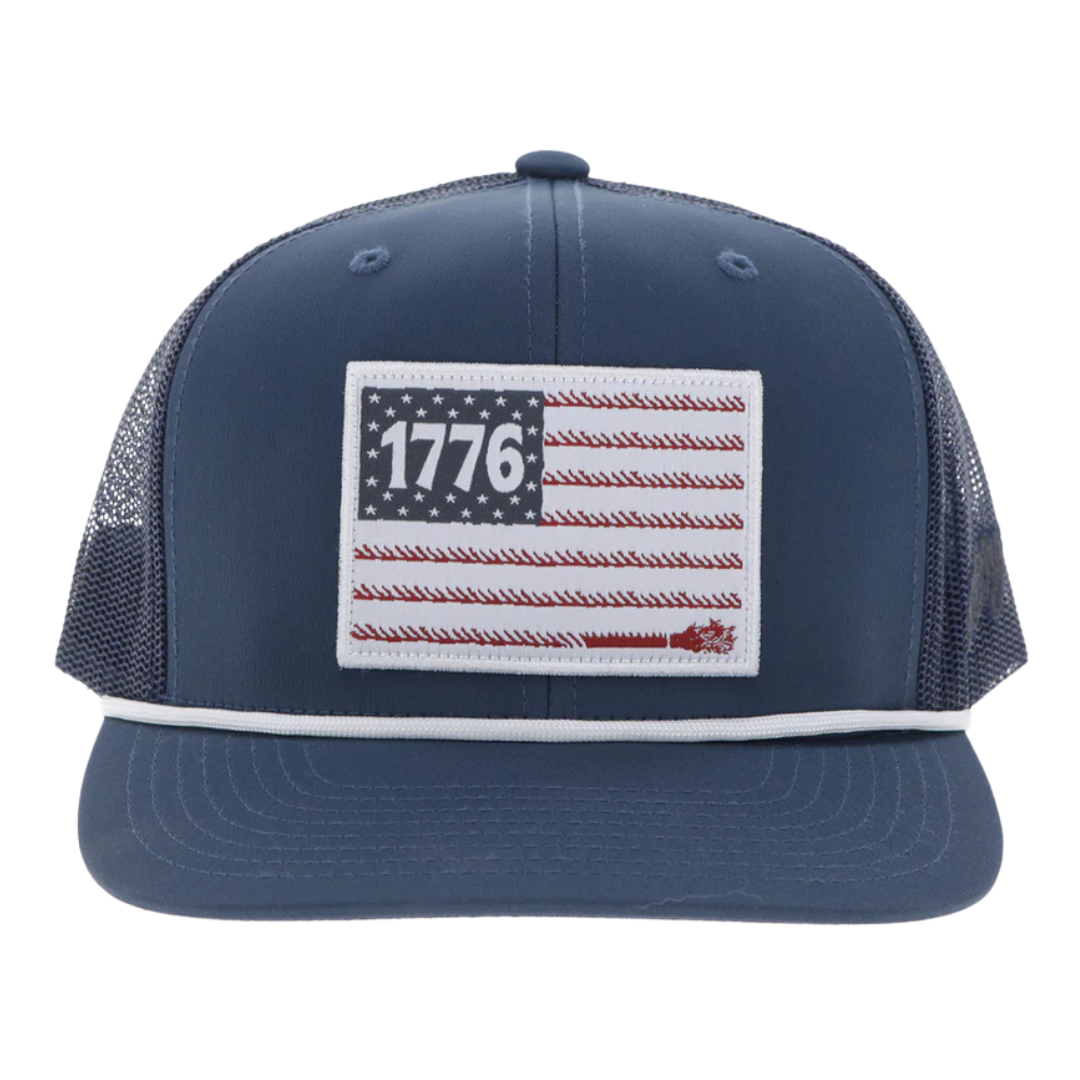 Hooey Liberty Roper Navy Blue 1776 Flag Patch Trucker Cap 2655T-NV