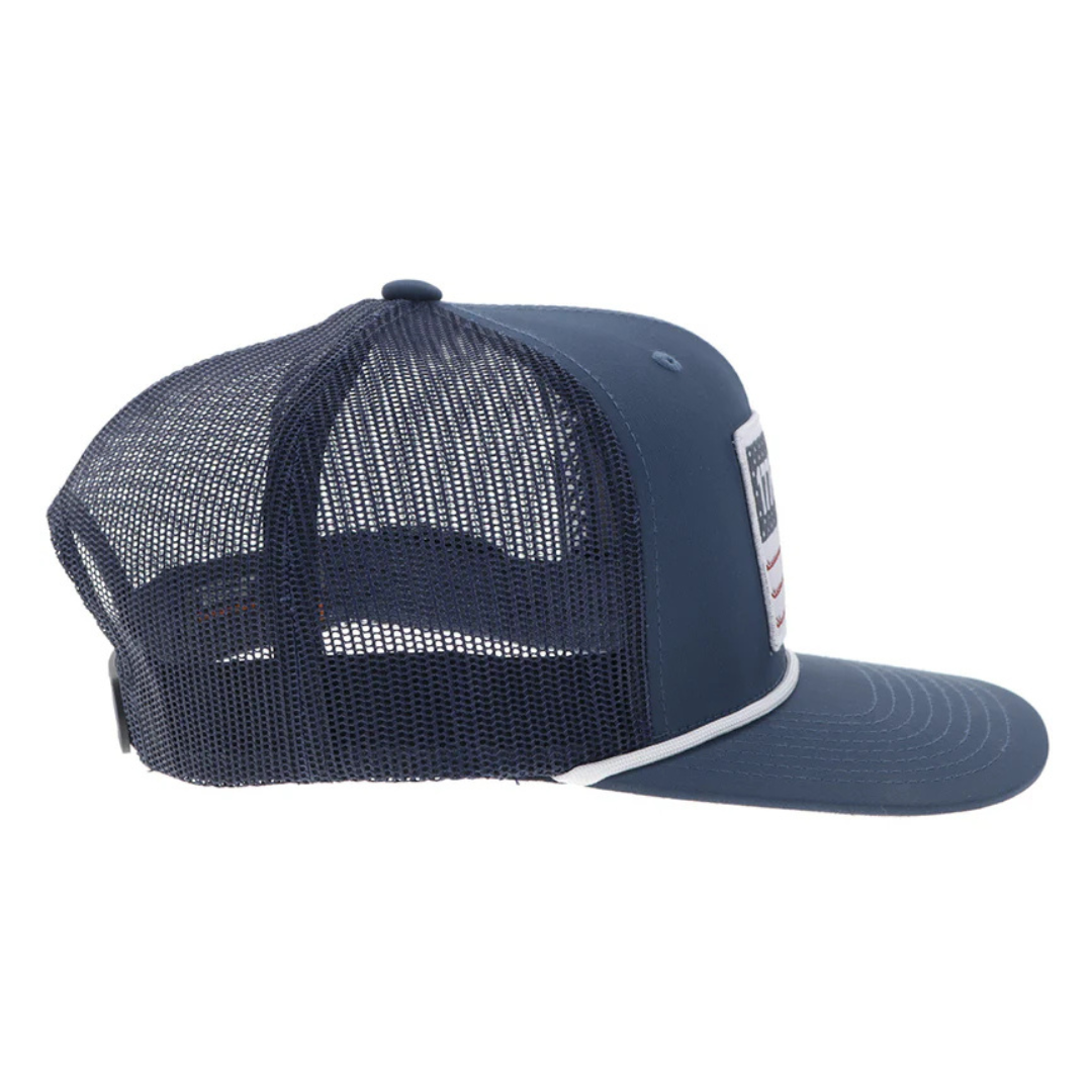 Hooey Liberty Roper Navy Blue 1776 Flag Patch Trucker Cap 2655T-NV