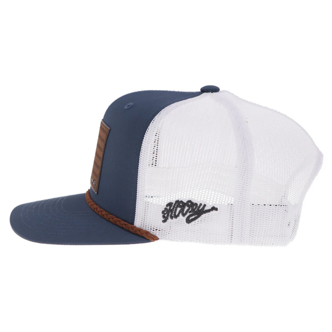 Hooey Liberty Roper Navy & White 1776 Leather Patch Trucker Cap 2655T-NVWH