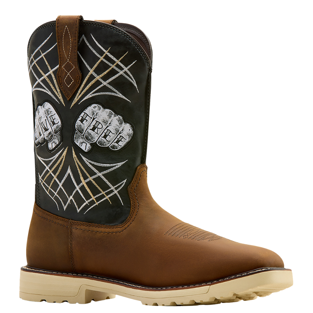Ariat Men's Activator Live Free Distressed Brown Steel Toe Work Boot 10074288