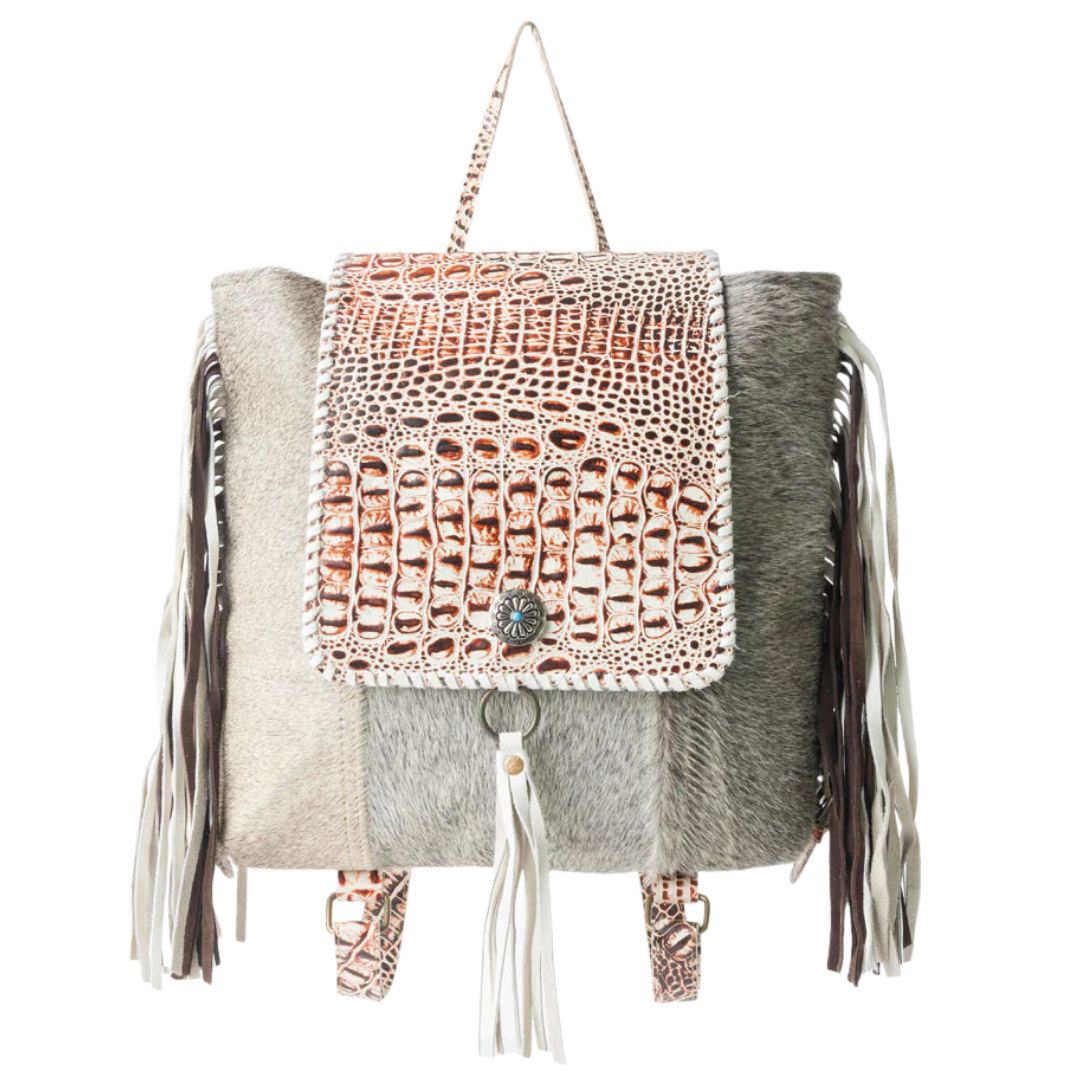 Myra Bag Grey Smokey Backpack Leather & Harion Bag S-6215