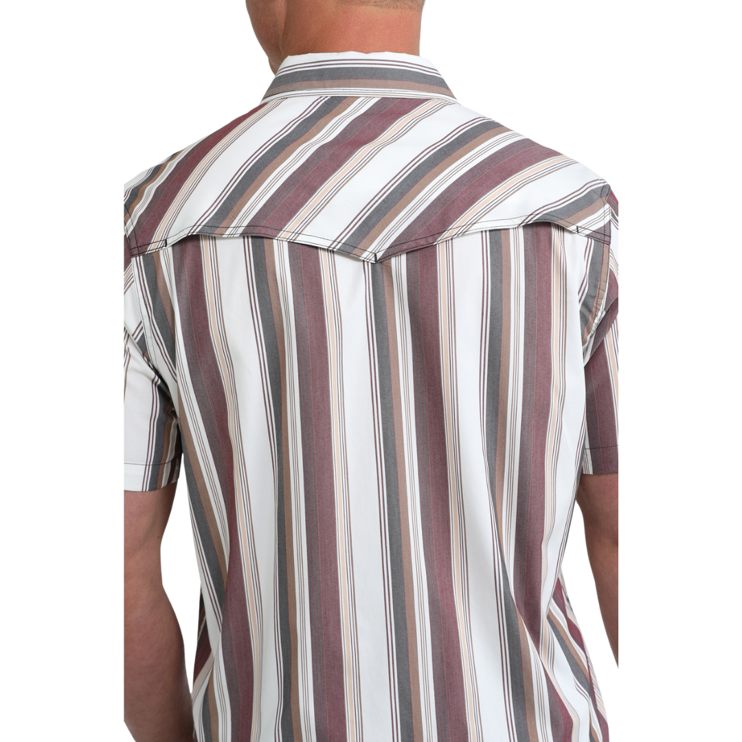 Cinch Men's White Stripe Print Snap Button Shirt MTW1402015