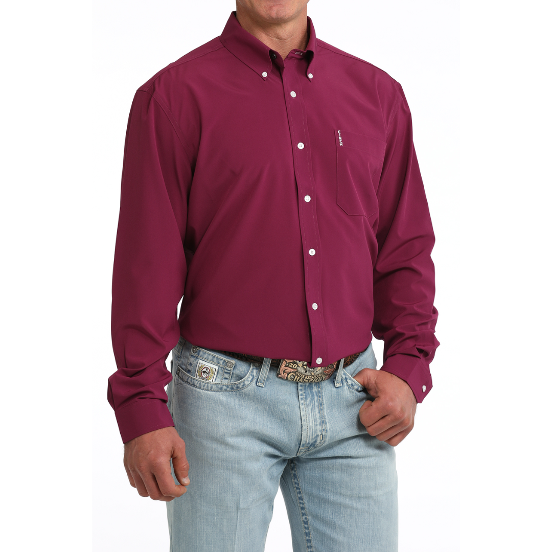 Cinch Men's Solid Purple Button Down Shirt MTW1347159