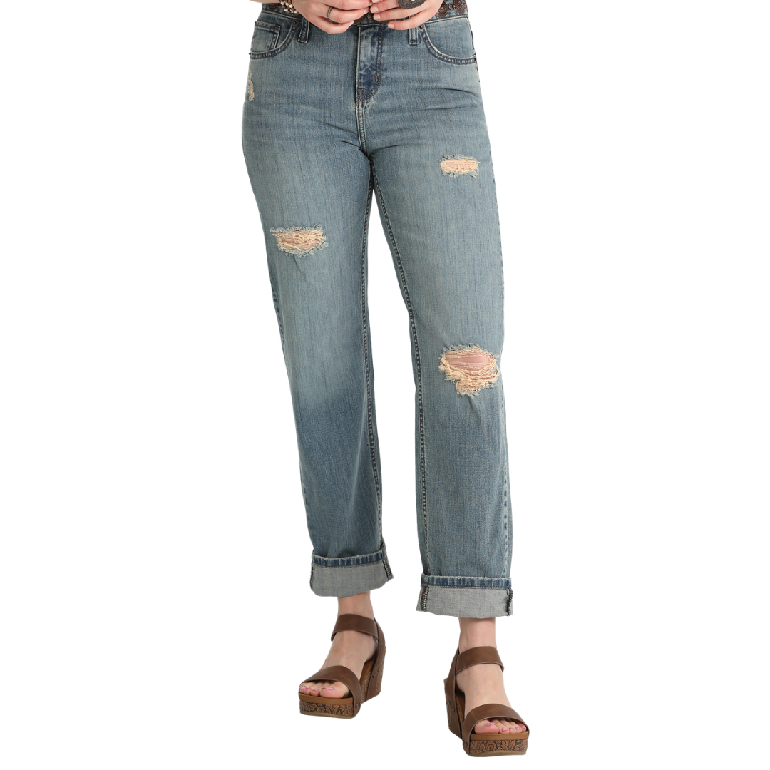 Cinch Ladies Boyfriend Medium Stone Blue Jeans CB77754001