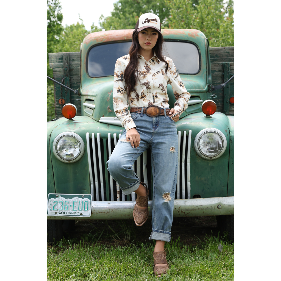 Cinch Ladies Boyfriend Medium Stone Blue Jeans CB77754001