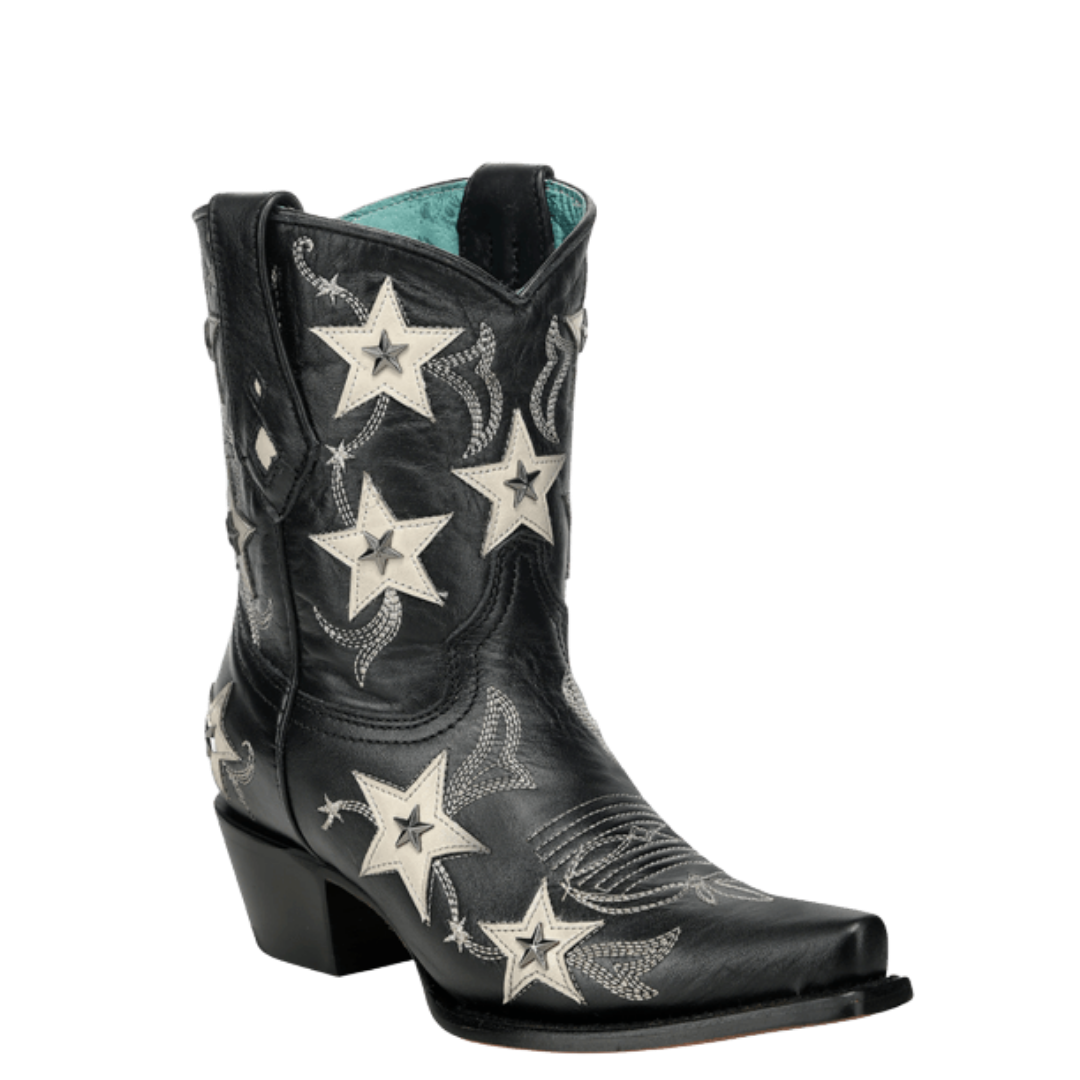 Corral Ladies Black Embroidery & Star Overlay & Stud Ankle Boot Z5546