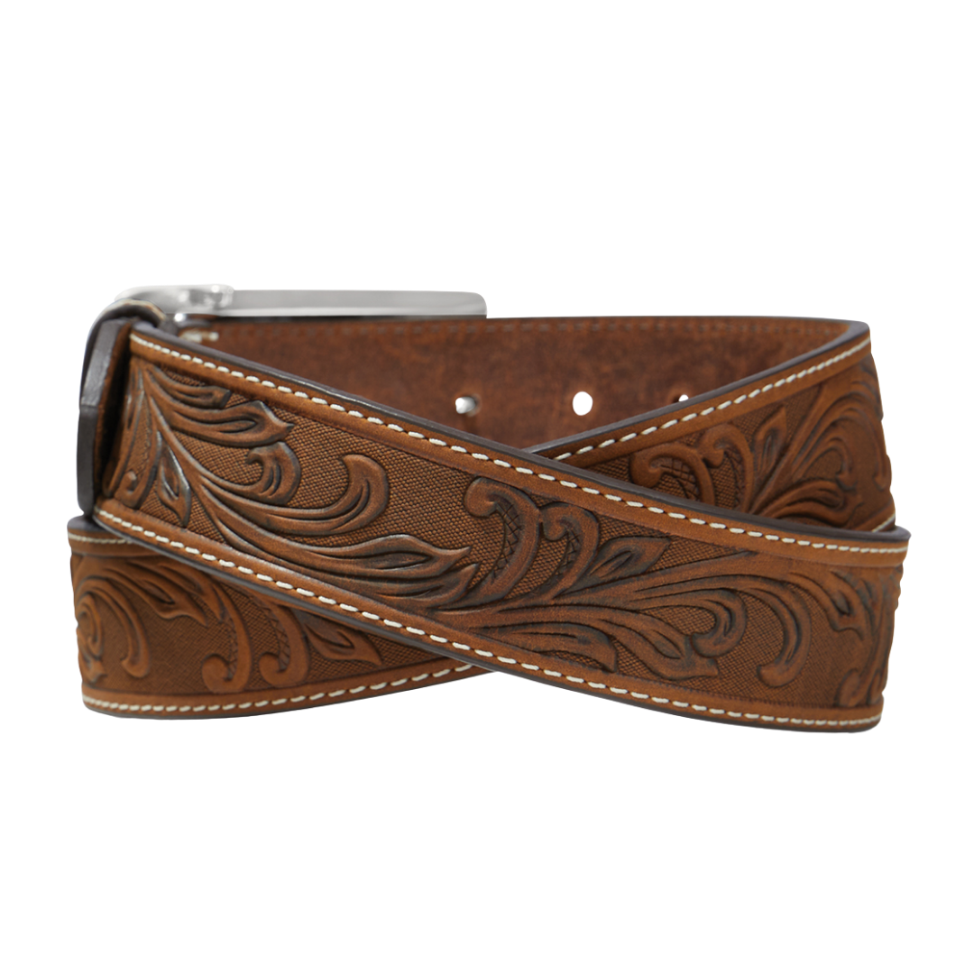 Tony Lama Men's Bark Brown Leather Stockyard Belt C42859