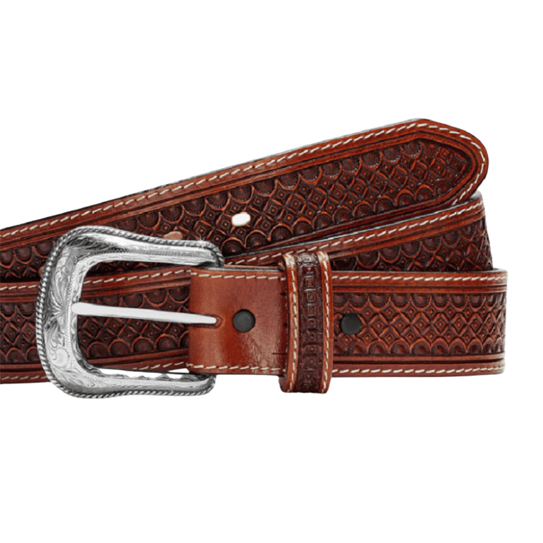 Justin Men's Diamond Back Dark Brown Leather Belt C13925