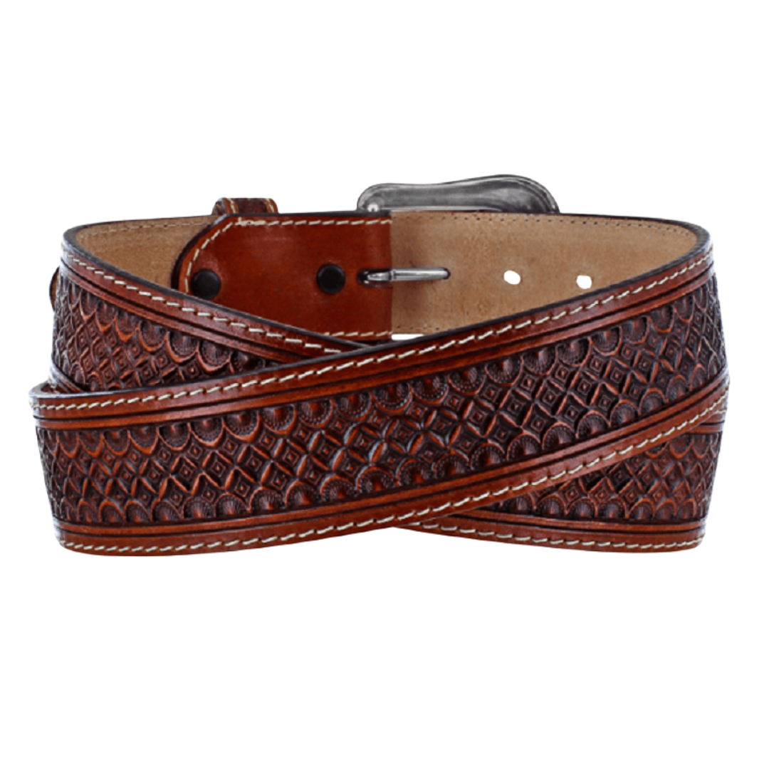 Justin Men's Diamond Back Dark Brown Leather Belt C13925