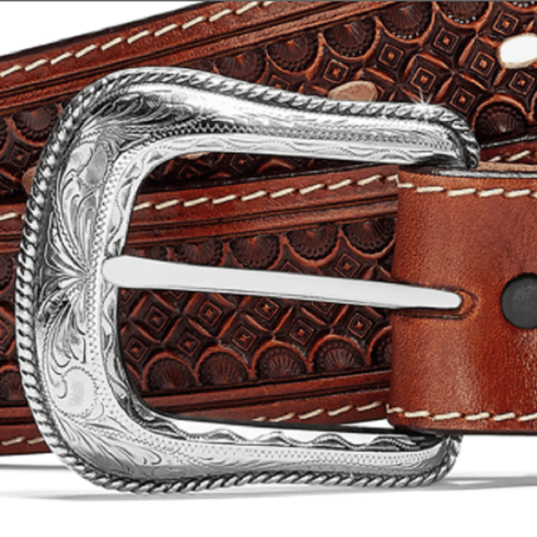 Justin Men's Diamond Back Dark Brown Leather Belt C13925