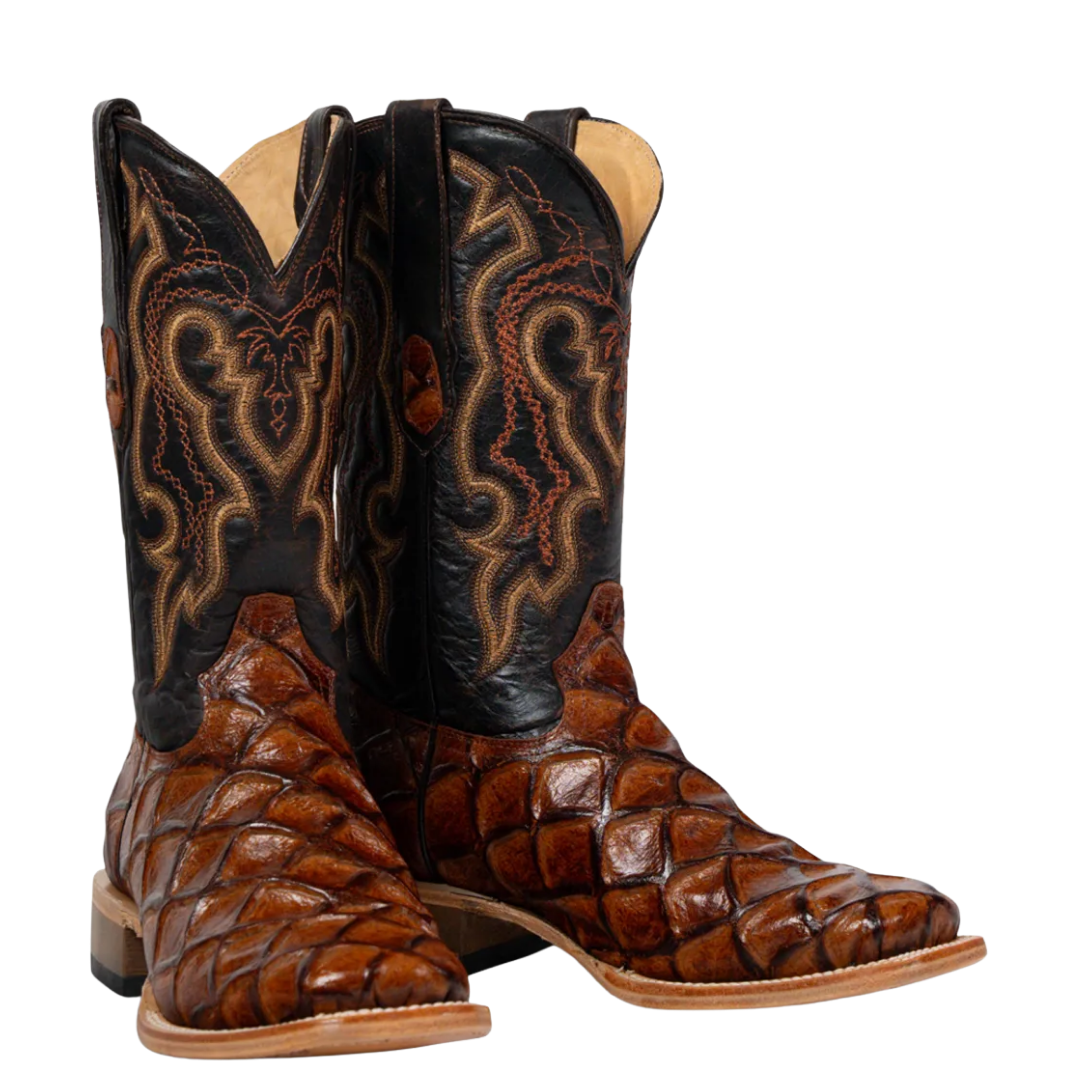 Cowtown Men's Genuine Cowhide & Pirarucu Print Western Boot Q156