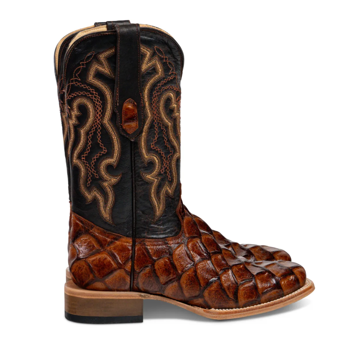Cowtown Men's Genuine Cowhide & Pirarucu Print Western Boot Q156