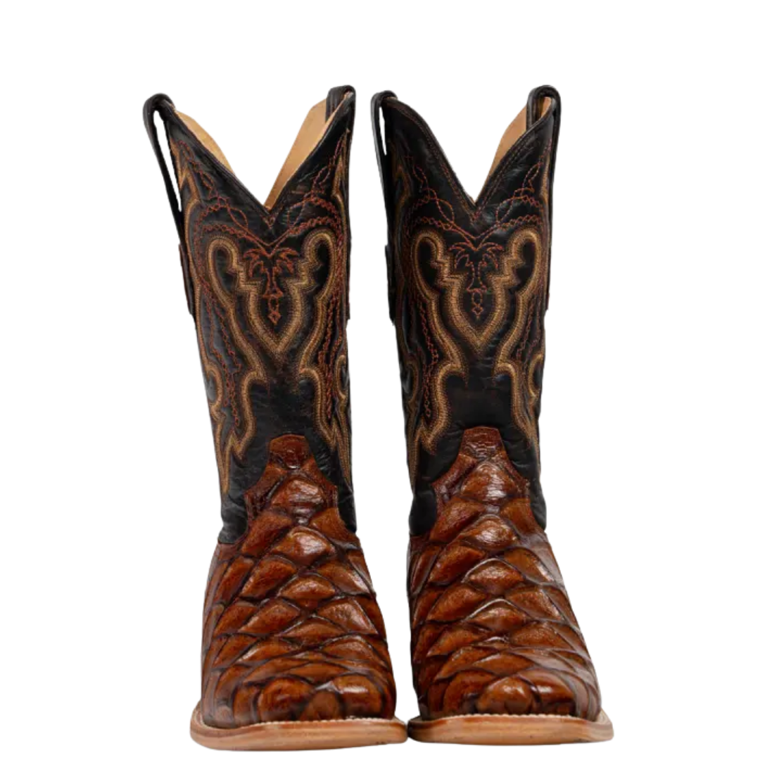 Cowtown Men's Genuine Cowhide & Pirarucu Print Western Boot Q156