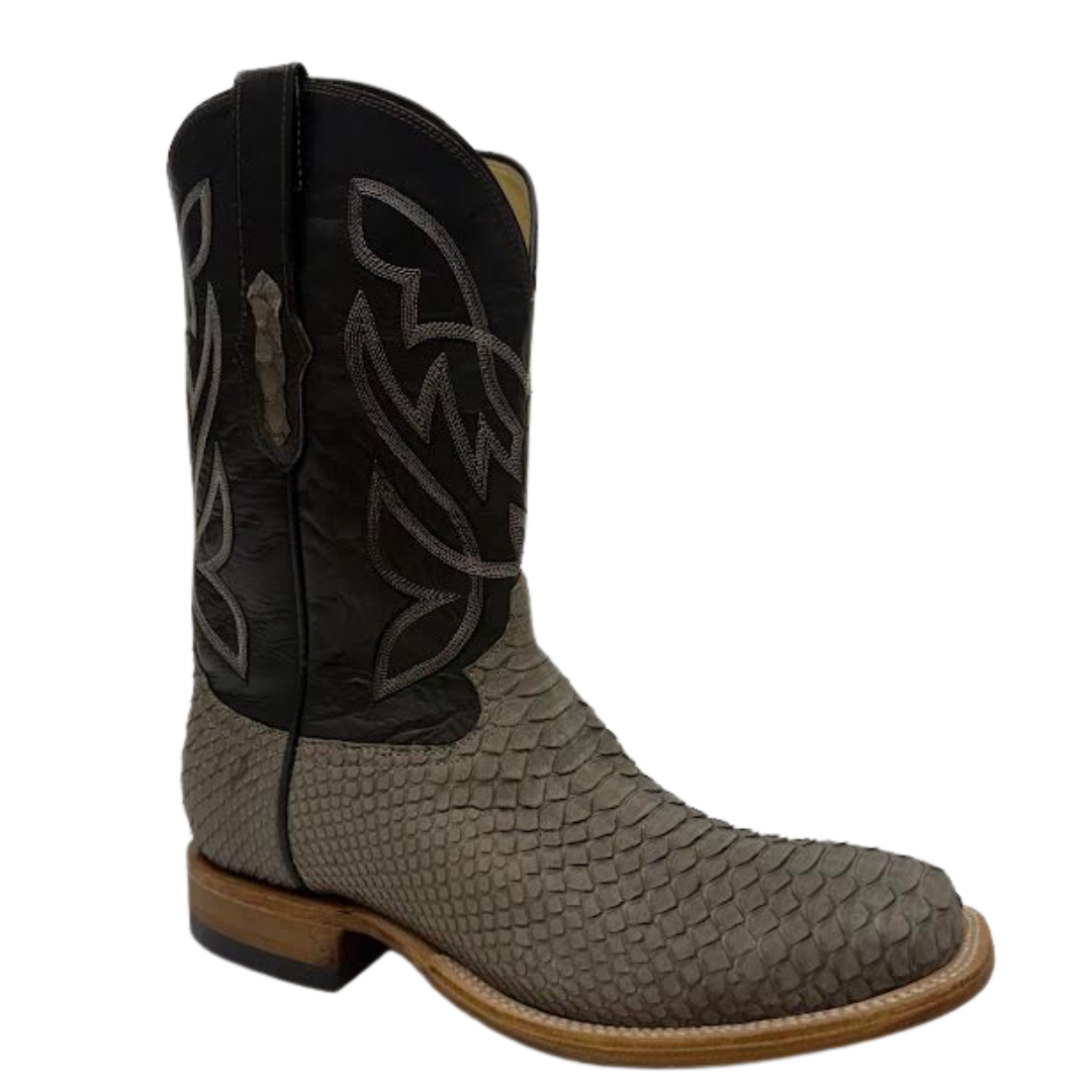 Cowtown Men's Python Leather Wide Square Toe Western Boot Q801