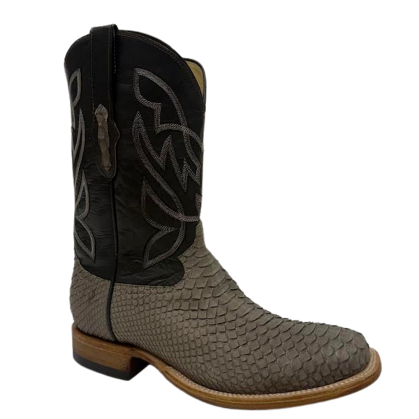 Cowtown Men's Python Leather Wide Square Toe Western Boot Q801