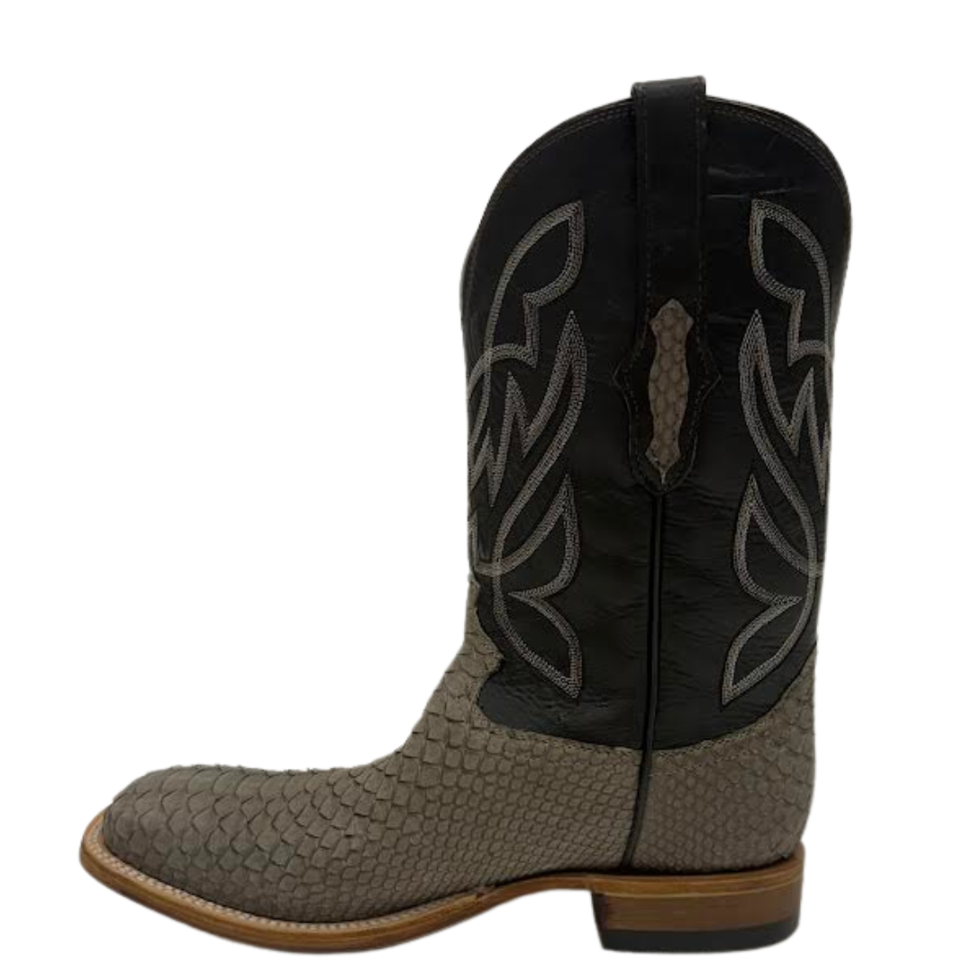 Cowtown Men's Python Leather Wide Square Toe Western Boot Q801