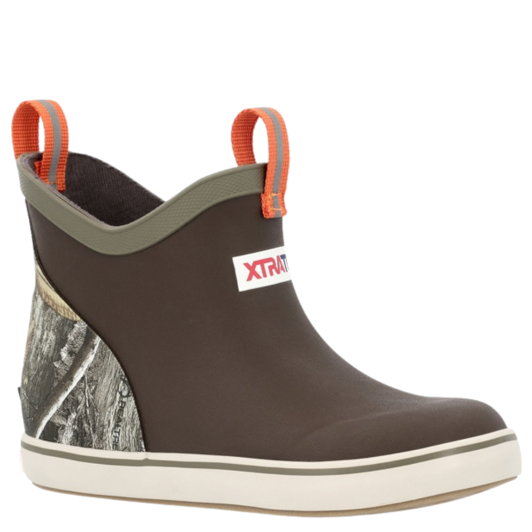 XTRATUF Kid's Camo 4" Outdoor Dark Brown & Realtree Edge Deck Boot XKABRT90
