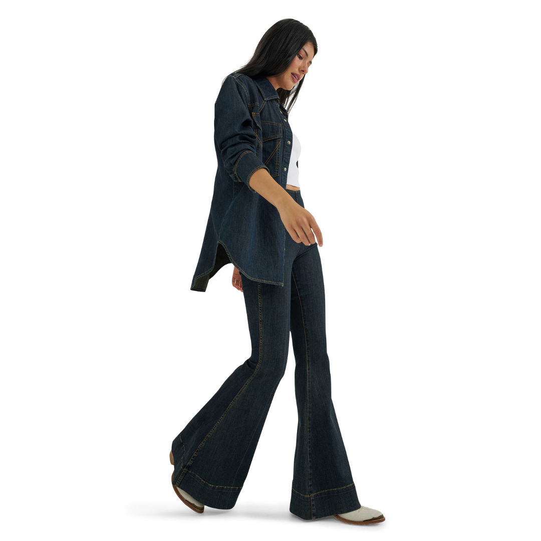 Wrangler X Lainey Wilson Ladies Pintuck Sandrider Pull On Bell Bottom Jean 112382900
