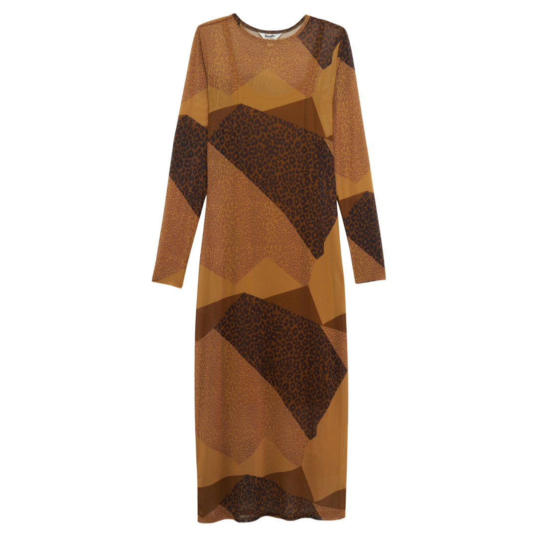 Wrangler Ladies Retro Punchy Midi Brown Dress 112382666