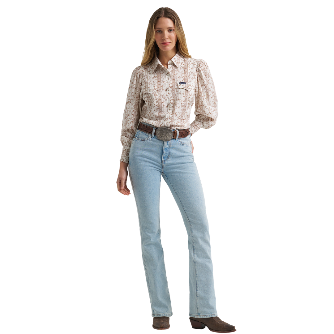 Wrangler Ladies Retro Americana White Western Button Down 112382517