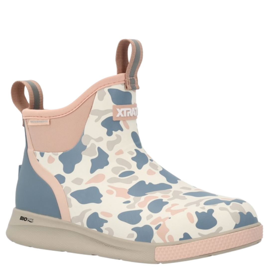 XtraTuf Ladies Outdoor 6" Ivory Duck Camo Sport Ankle Deck Boot XADSWDC4