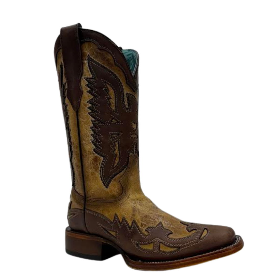 Corral Ladies Sand Eagle Overlay & Embroidery Square Toe Western Boot A5125