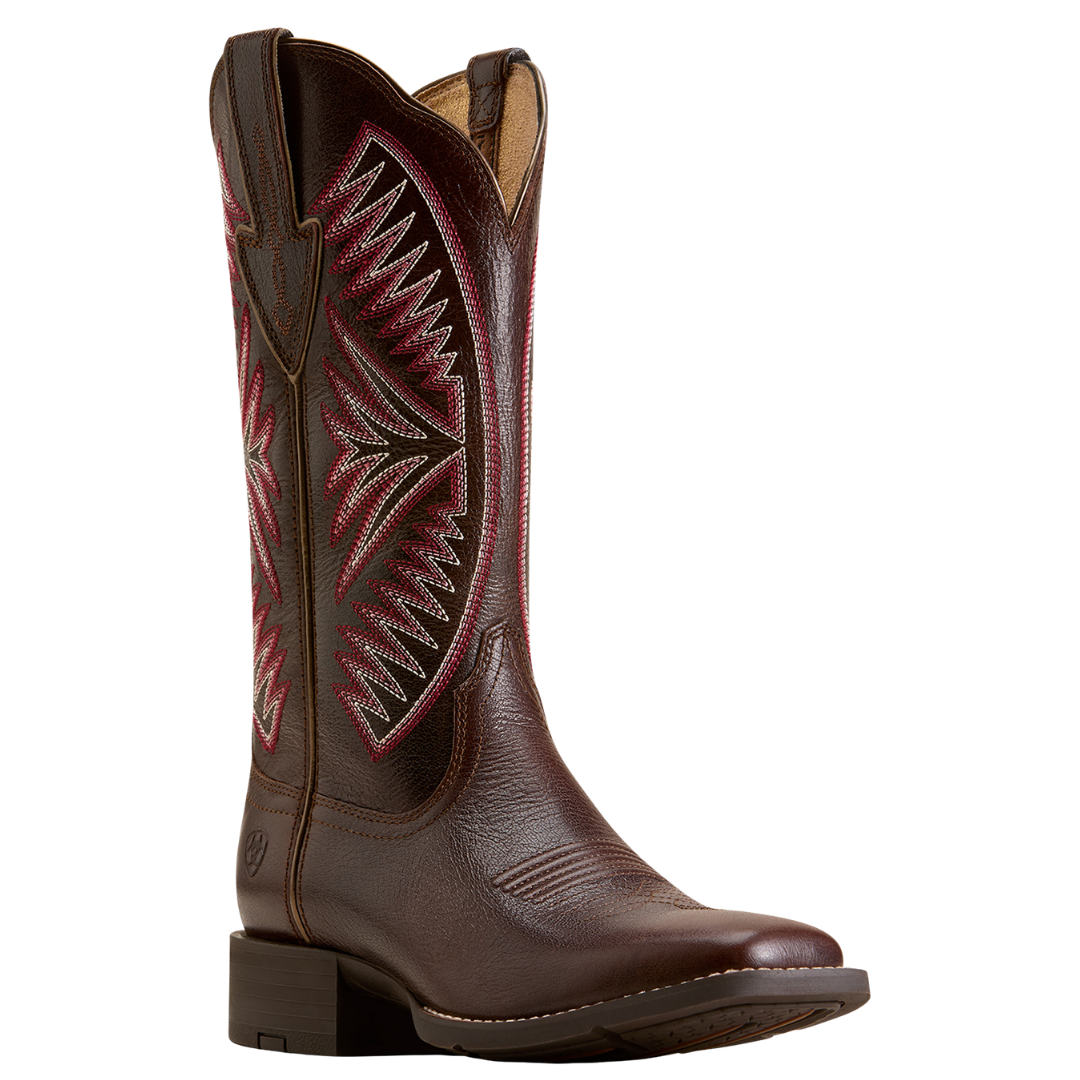 Ariat Ladies Round Up Ruidoso Arizona Brown Wide Square Toe Western Boot 10080434