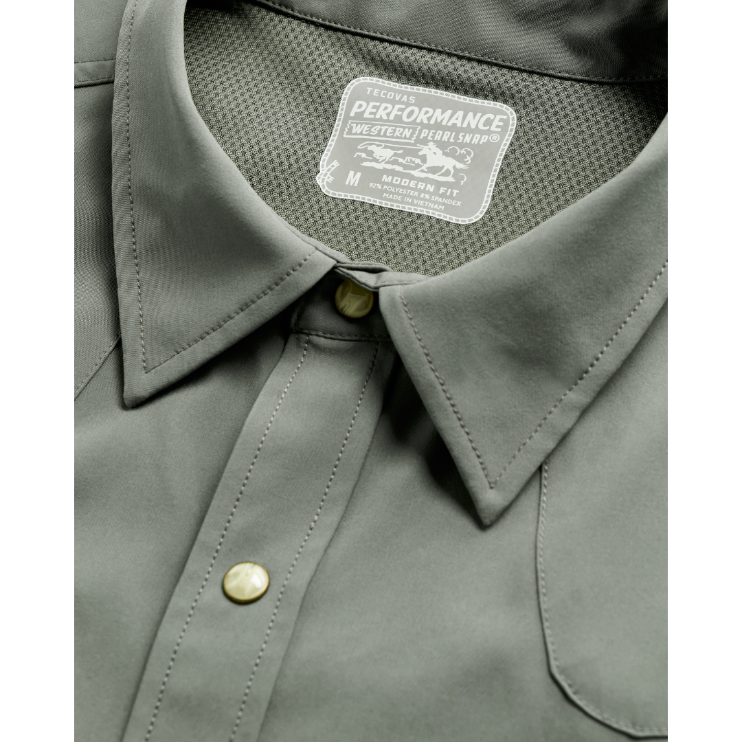 Tecovas Men's Performance Cactus Western Pearl Snap Shirt 40364-CAC