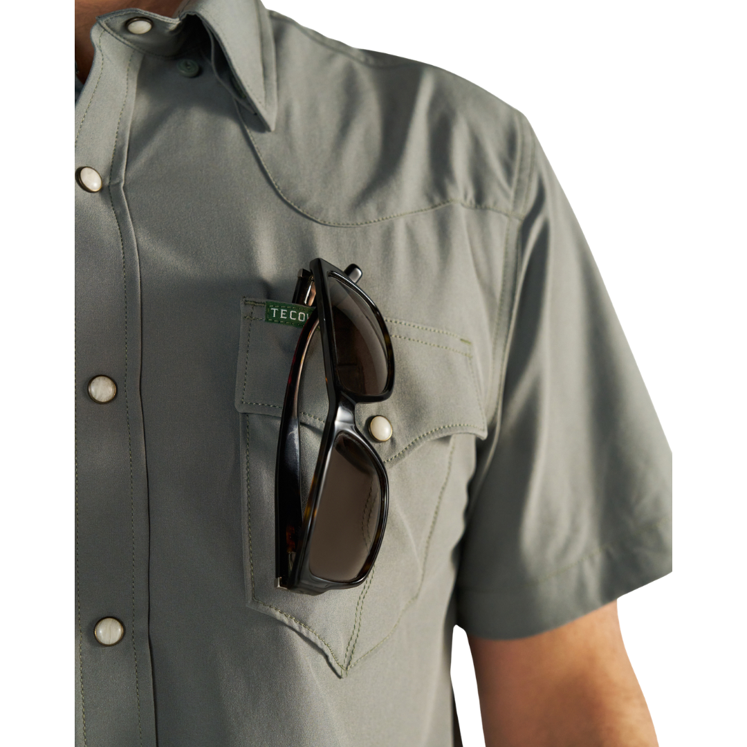 Tecovas Men's Performance Cactus Western Pearl Snap Shirt 40364-CAC