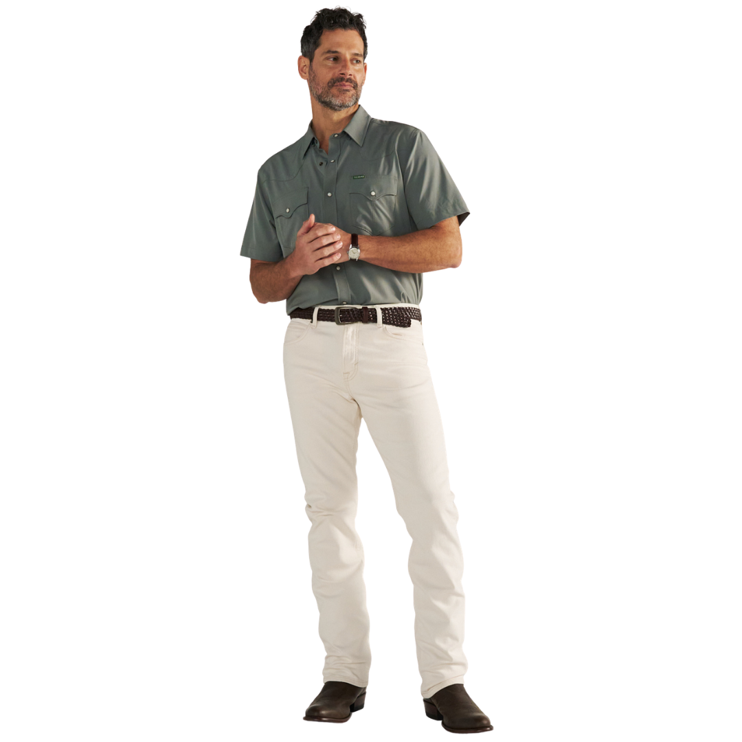 Tecovas Men's Performance Cactus Western Pearl Snap Shirt 40364-CAC