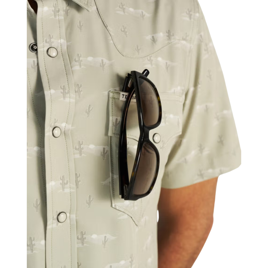 Tecovas Men's Performance Desert Sage Western Pearl Snap Shirt 40364-DLS