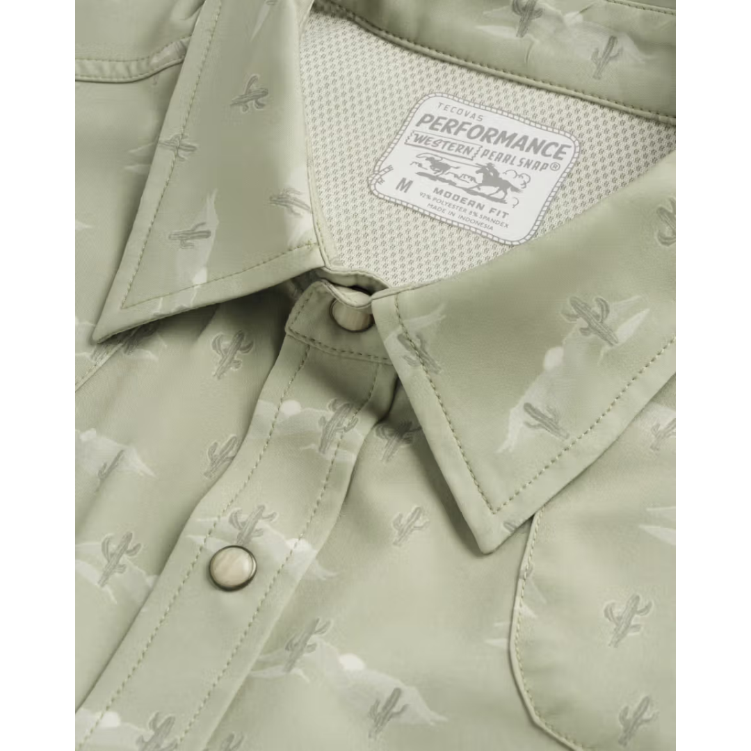 Tecovas Men's Performance Desert Sage Western Pearl Snap Shirt 40364-DLS