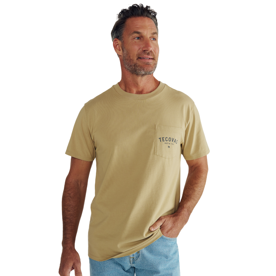 Tecovas Men's Fine Makers Khaki & Black Pocket Tee 40382-KBK