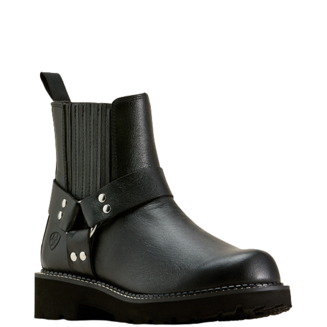 Ariat Ladies Fatbaby Chelsea Black Deertan Harness Western Boot 10074378