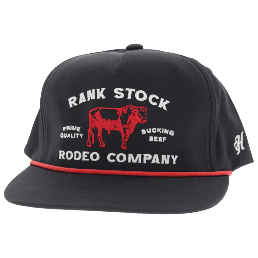 Hooey Rank Stock Black Embroidered 5-Panel Trucker Cap 2662T-BK
