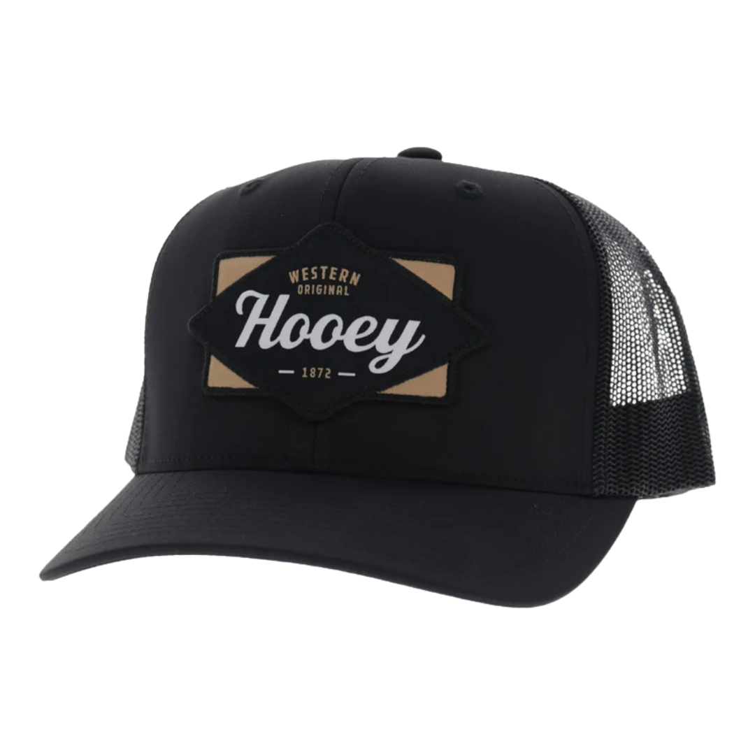 Hooey Diamond Black Logo Patch 6-Panel Trucker Cap 2622T-BKYL