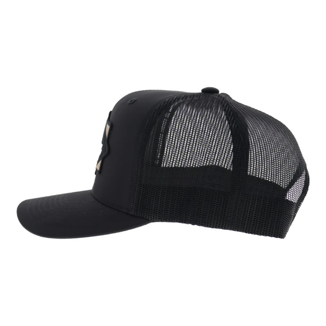 Hooey Diamond Black Logo Patch 6-Panel Trucker Cap 2622T-BKYL