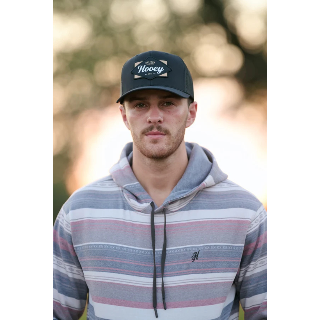 Hooey Diamond Black Logo Patch 6-Panel Trucker Cap 2622T-BKYL