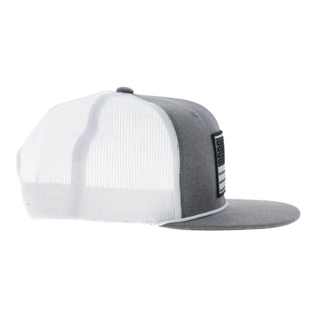 Hooey Liberty Roper Grey & White Flag Patch Trucker Cap 2610T-GYWH