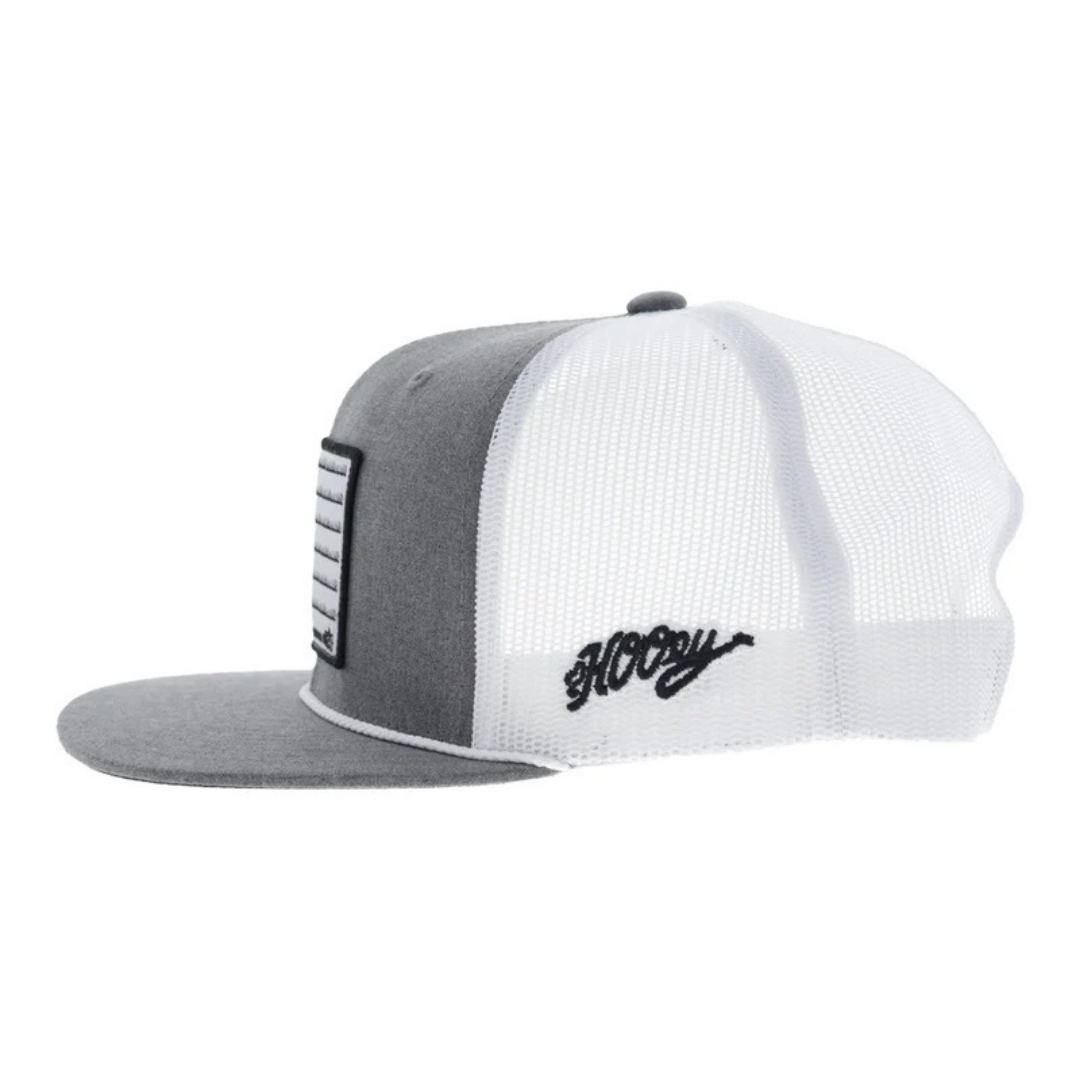 Hooey Liberty Roper Grey & White Flag Patch Trucker Cap 2610T-GYWH