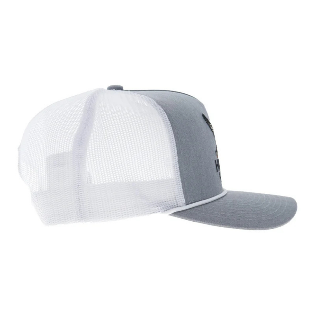 Hooey Mallard Grey & White 5-Panel Trucker Cap 6038T-GYWH